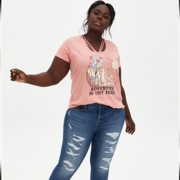 TORRID Disney Pixar Disney Up Coral Strappy Scoop Neck Tshirt Top Size 1 - Picture 11 of 14